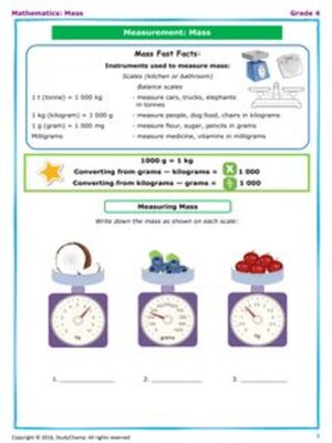 cover image of Grade 4 Maths Workbook: Measurement - Mass